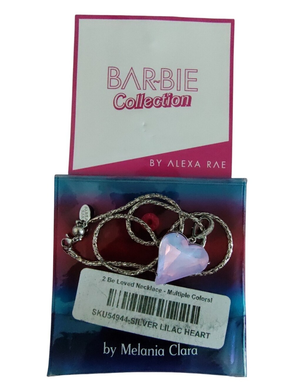 NWT Alexa Rae by Melania Clara Barbie Collection Silver Lilac Heart Necklace 18" - Picture 8 of 8